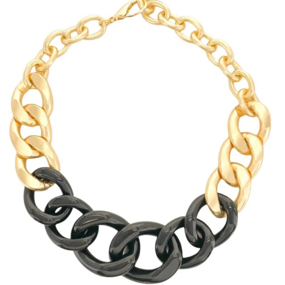 OMG Design 18KGP Black and Gold Chain Necklace